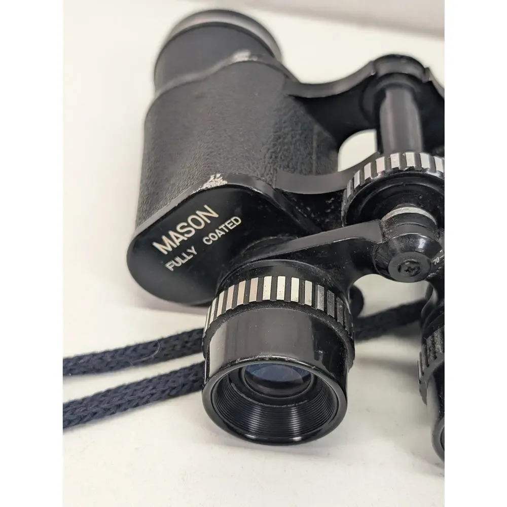 Vintage Mason 7x35 Binoculars Fully Coated Optics‎ Black 393ft at 1000yds Strap